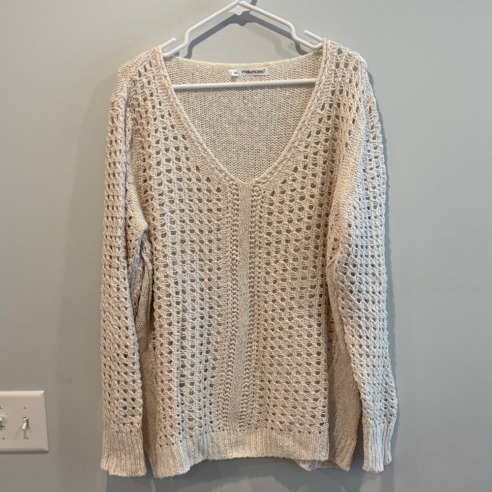 Maurices Cream V-Neck Sweater